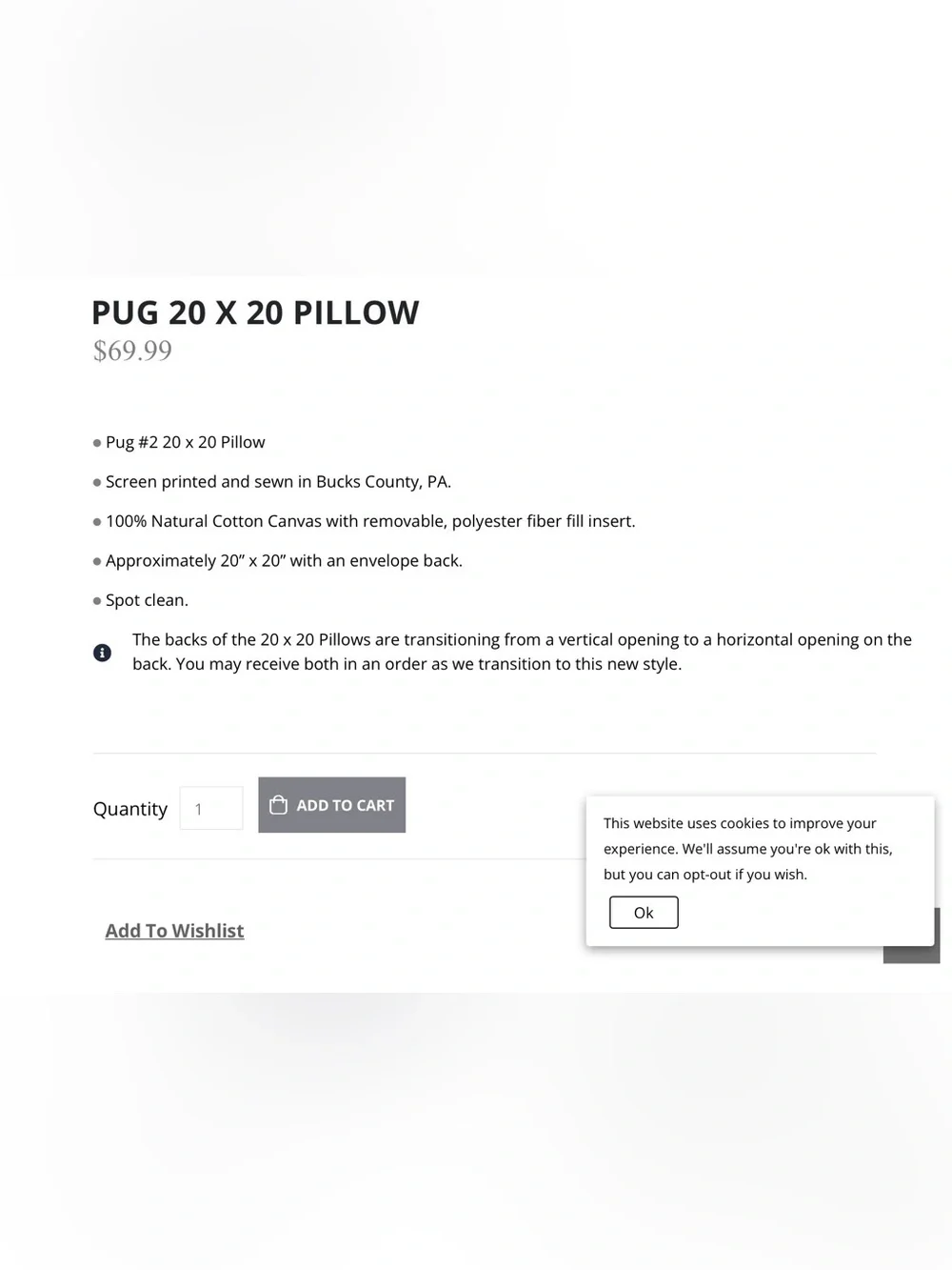 Pug Illustrated Throw Pillow - Cream with Black Print